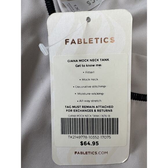 Fabletics Size 1X Giana Mock Neck Tank, White/Grey, Fitted, New $64.95 - Picture 10 of 12